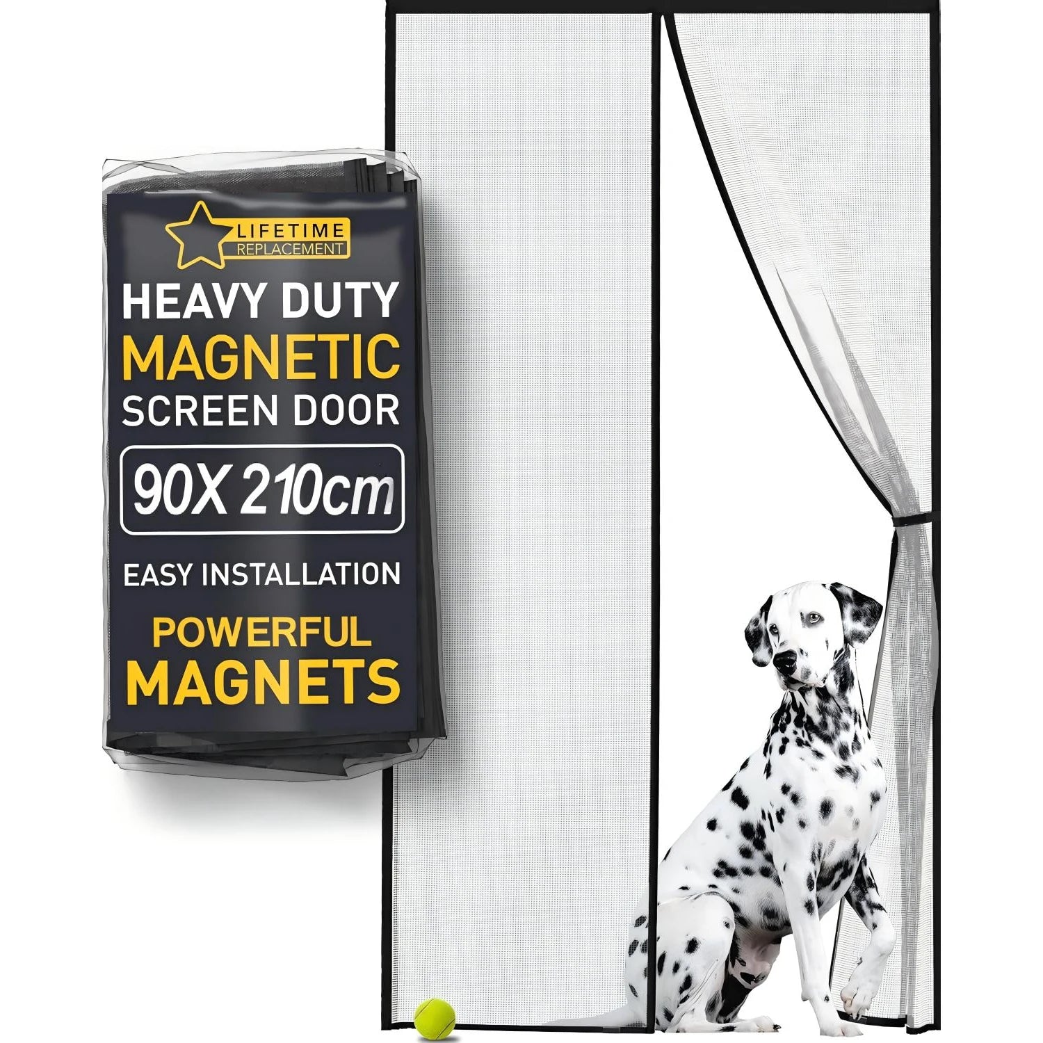 Magnetic Screen Door, Easy-install Strong magnets Anti Mosquito Fly Curtain with Reinforced Hook & Loop for Kitchen, Living Room