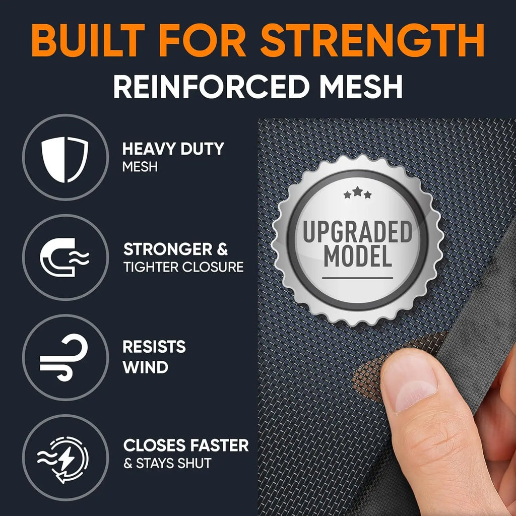 Magnetic Screen Door, Easy-install Strong magnets Anti Mosquito Fly Curtain with Reinforced Hook & Loop for Kitchen, Living Room