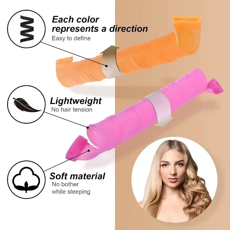 Heatless Hair Roller Spiral Hair Curlers Magic Curls Hair Rollers with Hooks No Heat Hair Curlers DIY Curly Hair Styling Kit