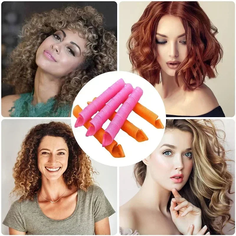Heatless Hair Roller Spiral Hair Curlers Magic Curls Hair Rollers with Hooks No Heat Hair Curlers DIY Curly Hair Styling Kit